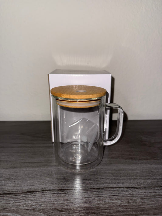 15 oz glass snow globe mug